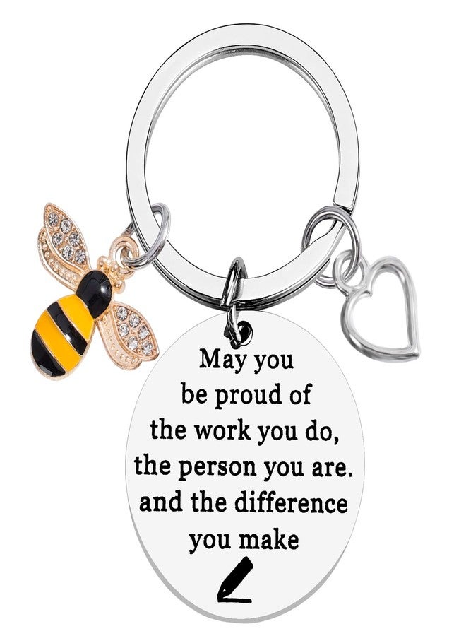 PLwelth Bee Keychain Bee Inspirational Keyring for Women Men Cute Bee Keychain for Teachers Students Graduation Farewell Appreciation Gifts Birthday Christmas Gifts for Her Him Lovers Friends - Image 1